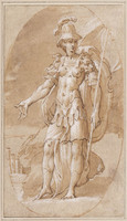 C 068
<br/>
Minerva werpt de fluit weg, in een ovaal
<br/>
<em>Parmigianino (1503-1540) - kopie naar</em>